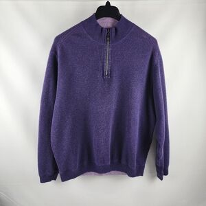 Tommy Bahama Men Flipsider 1/4 Zip Reversible Purple Sweatshirt Sweater XL